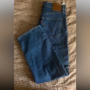 Levi's Ribcage Straight Ankle Jeans in Dark Blue